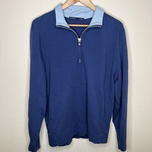 B Draddy 1/4 Zip Golf Pullover Sweatshirt Mens Sz Large Blue Lightweight Stretch